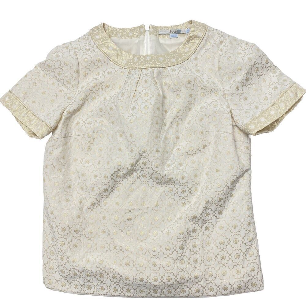 Boden Jacquard Floral Short Sleeve Women’s Top Size Small Dressy
